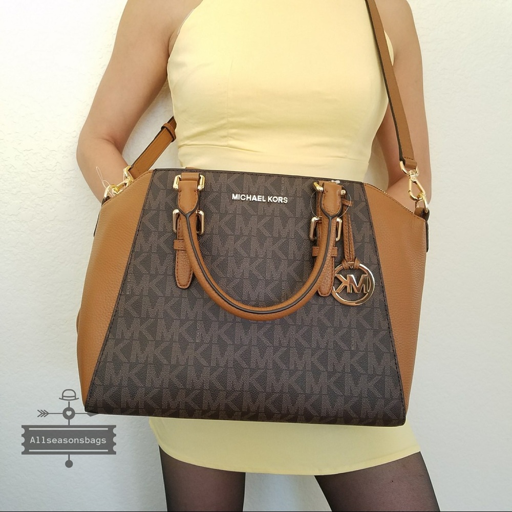 NWT Michael Kors Large Ciara satchel brown bag - Picture 4 of 7